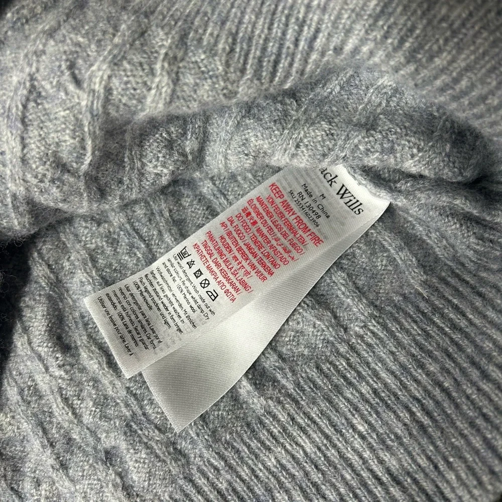 Jack Wills Heather Gray Cable Knit Merino Wool Sweater- Women’s Medium - Picture 4 of 11